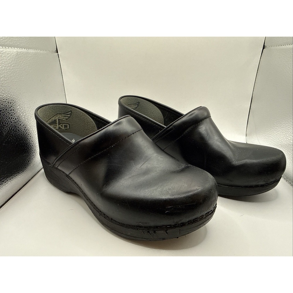 Dansko Matte Black Leather Slip On Clogs XP 2.0 Work Shoes EU 40 US 9.5-10